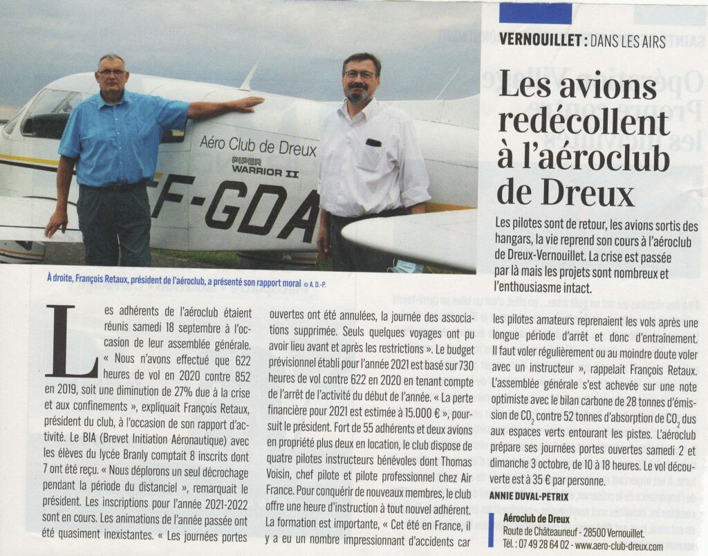 Publication parue dans la revue locale aime ta ville de Dreux le 22-09-2021